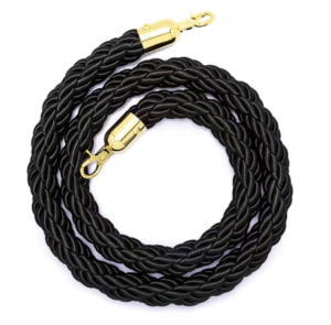 Event accents hanging rope, black Bollard nylon rope, Rope with gold ends