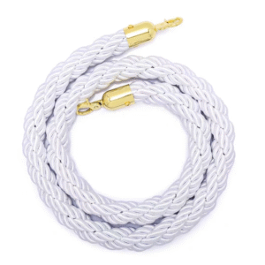 Event accents hanging rope, white Bollard nylon woven rope, Rope with gold ends for events