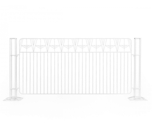 Party hire furniture white powder coated Crowd Control metal fencing hire 200cm length for event
