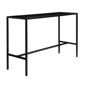 Event hire furniture black metal frame black marble top rectangle high Communal bar table metal cocktail table for party
