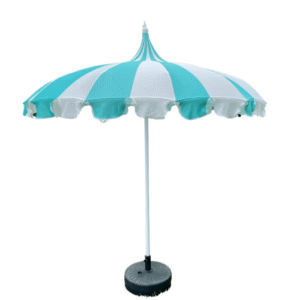 10 ft. white aluminum commercial Pagoda market patio umbrella with push lift in blue-white outdoor sunbrella