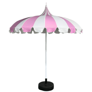 10 ft. white aluminum commercial Pagoda market patio umbrella with push lift in pink-white outdoor sunbrella