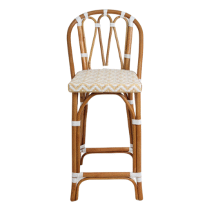 Hospitality furniture french style bistro rattan stool natural rattan frame PE wicker high bar chair