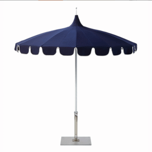 Beach umbrella aluminum frame Pagoda market patio umbrella in navy blue with white trim outdoor patio sunbrella