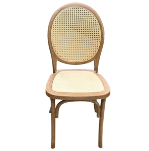 Event rental furniture wood look resin rattan dining chair stackable plastic chair in natural wood finish