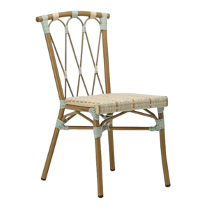 Hot sale French bistro chair aluminum frame stacking rattan cafe chair