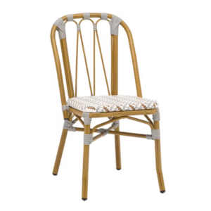 All weather French bistro chair aluminum bamboo look PE wicker dining chair rattan cafe chair