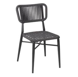 Nordic Outdoor Yard Stacking Dark grey Rope  Weaving Dining Chair