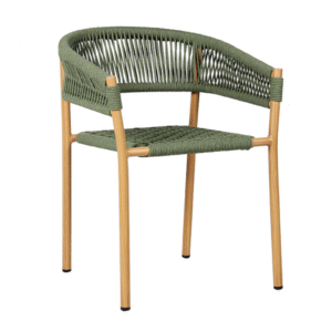 Outdoor commercial furniture Stackable green Weaving Rope Chair waterproof garden Rope Woven Chair