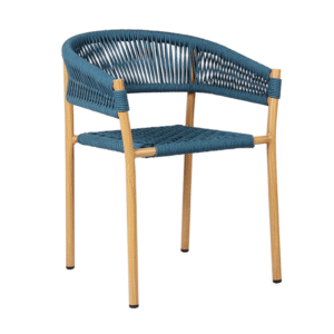 Aluminum frame Stackable blue Weaving Rope Chair waterproof garden Rope Woven Chair