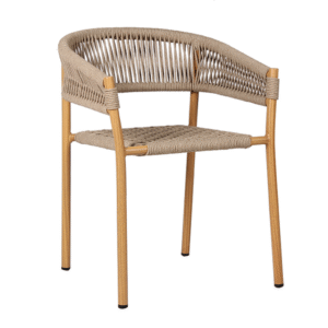 Outdoor commercial dining chair Stackable taupe Weaving Rope Chair waterproof outdoor Rope Woven Chair