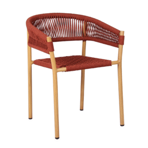 Outdoor commercial restaurant furniture Stackable red Weaving Rope Chair waterproof commercial Rope Woven Chair