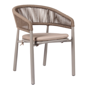 Nordic Stylish Cafe Aluminum frame brown Woven Rope Outdoor Leisure Chair rope bistro cafe chair