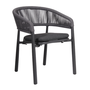 Commercial furniture Aluminum frame grey Rope Woven Outdoor Leisure Chair rope bistro cafe chair
