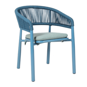 Commercial chair furniture Aluminum frame blue Rope Woven Outdoor Leisure Chair rope bistro restaurant chair