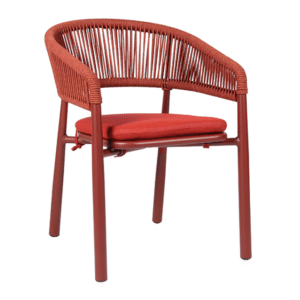 Contract furniture Aluminum frame red Rope Woven Outdoor Leisure Chair