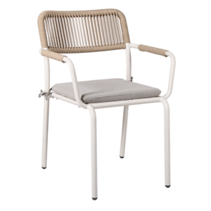 Commercial furniture Aluminum frame waterproof  Rope Woven Chair stackable patio taupe rope cafe chair