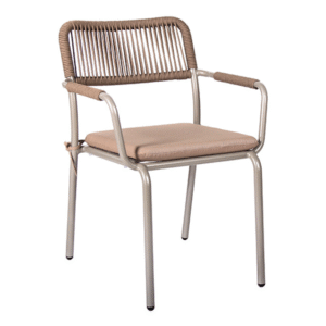 Commercial furniture Aluminum frame waterproof  stackable brown Rope Woven Chair