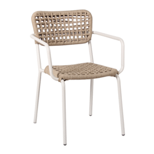 Hot sale commercial restaurant furniture aluminum frame waterproof  stackable taupe Rope Woven Chair