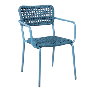 Commercial rope chair aluminum frame waterproof  stackable blue Rope Woven Chair