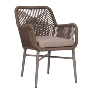 Garden waterproof brown rope woven chair aluminum frame stackable patio rope chair