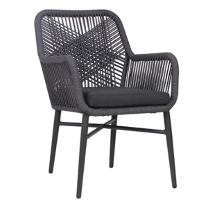 Garden waterproof dark grey rope woven chair aluminum frame stackable patio rope chair