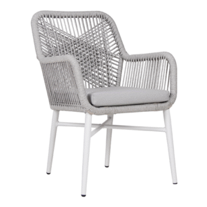 Garden waterproof light grey rope woven chair stackable commercial rope chair