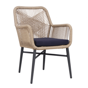 Garden waterproof taupe rope woven chair stackable commercial rope chair