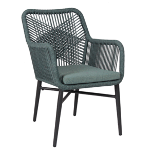 Outdoor waterproof green rope woven chair stackable commercial rope cafe chair