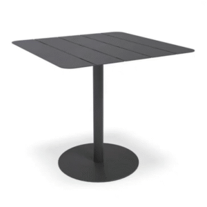 Hot sale  commercial furniture grey aluminum slat top square dining table for outdoor