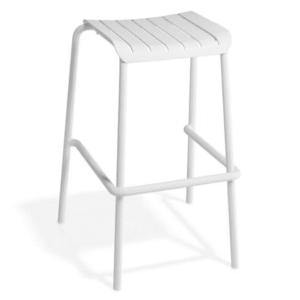 Outdoor bar furniture stackable white powder coated aluminum high bar stool for restaurant