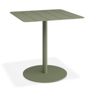 Patio cafe table furniture green powder coated aluminum slat top square dining table for outdoor