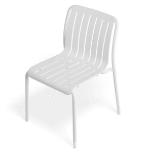 Outdoor commerical furniture white aluminum frame stackable patio cafe chair