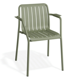 Outdoor restaurant furniture green aluminum frame stackable outdoor dining chair