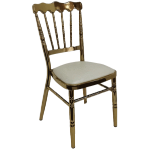 Event rental furniture  gold stainless steel frame upholstered dining chair metal stackable banquet chair