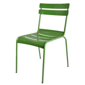 Outdoor patio chair furniture  green stackable aluminum slat frame cafe chair