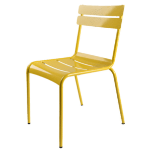 Outdoor patio cafe chair yellow stackable aluminum frame restaurant dining chair