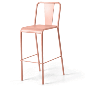 Outdoor commercial bar furniture pink powder coated metal high bar chair patio metal bar stool