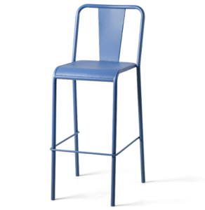 Garden commercial bar furniture blue pink powder coated metal high bar chair bistro metal bar stool