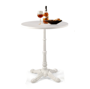 Retro industrial style metal cafe table white steel top cast iron round restaurant table