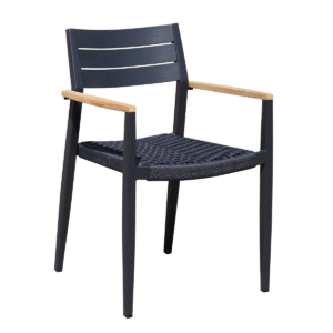 Commercial & Contract furniture Aluminum Teak Armrest Patio Outdoor Dining Chair for Coffee Shop