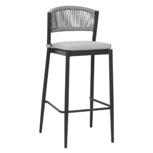 Contract furniture Aluminum bar Stool Outdoor Furniture stackable metal frame Rope Weaving high bar chair