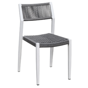 Outdoor furniture Modern Design white Aluminum frame Woven Rope patio dining chair for hotel