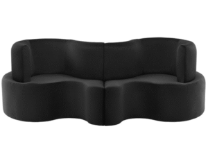 Event furniture 2 elements black velvet Cloverleaf modular sofa velvet upholstered curved lounge  sofa for wedding