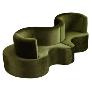 Event furniture olive green velvet Cloverleaf modular sofa velvet upholstered curved lounge  sofa for party