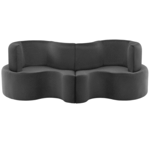 New party furniture 2 elements  grey velvet Cloverleaf modular sofa velvet upholstered curved lounge  sofa for wedding