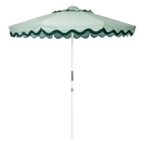 Beach Scalloped market umbrella aluminum frame green with moss green trim umbrella for outdoor