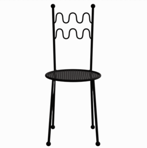 Event rental furniture  stackable black powder coated iron dining chair metal frame cafe chair
