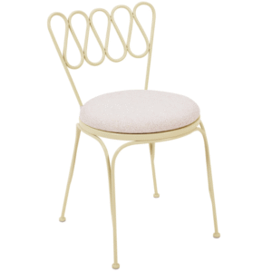 Event rental furniture cream powder coated iron outdoor bistro chair metal outdoor cafe chair