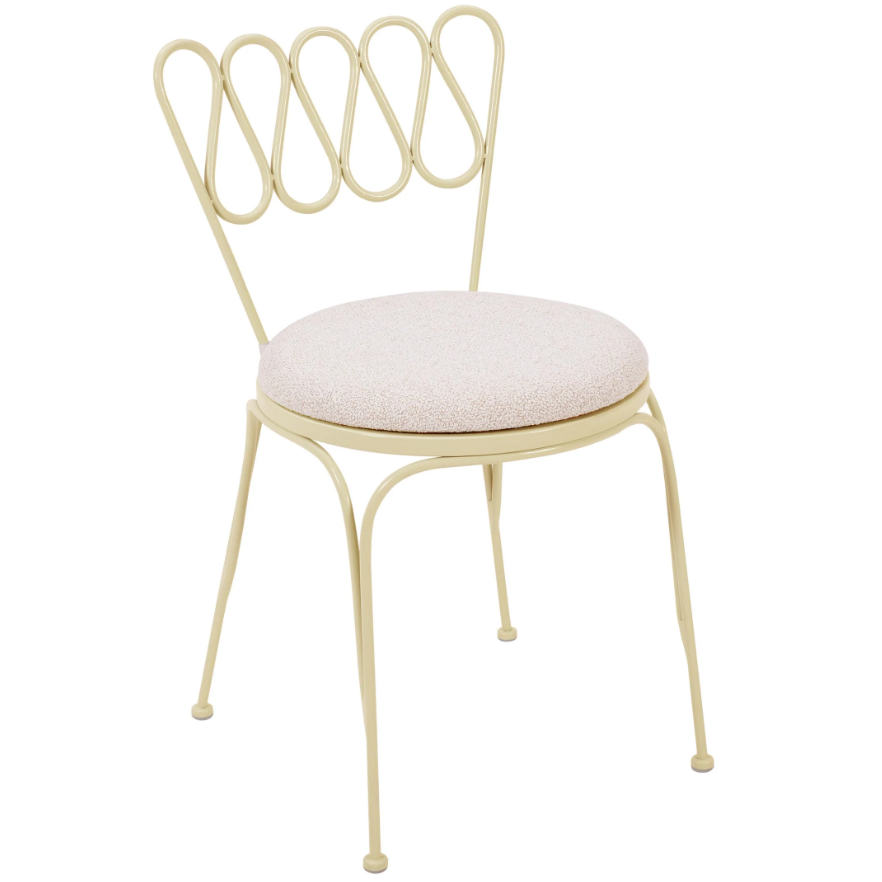 Event rental furniture cream powder coated iron outdoor bistro chair metal outdoor cafe chair